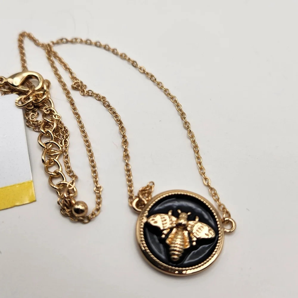Charter Club Gold Tone Black Fly Pendant Necklace